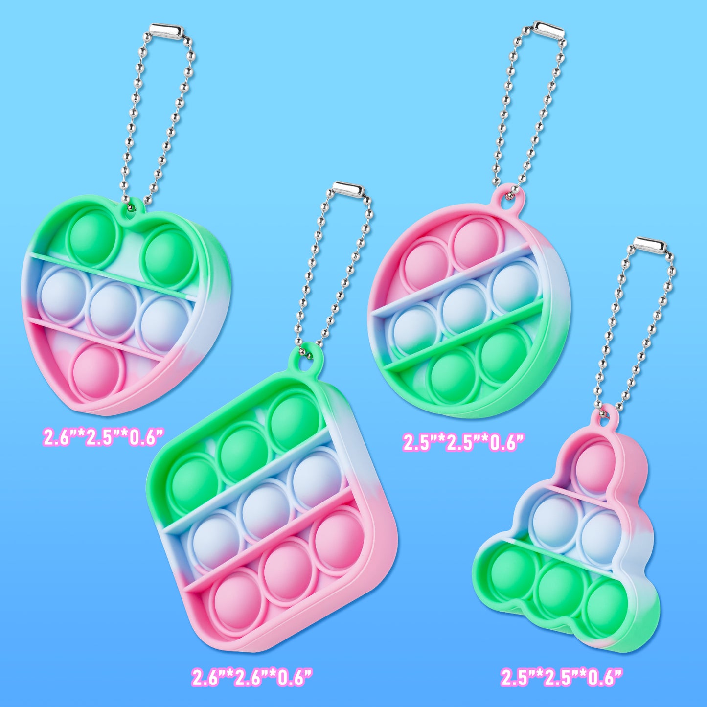 4PCS Mini Pop Keychains Push Bubble Fidget Sensory Toy Set, Simple Fidget Toy