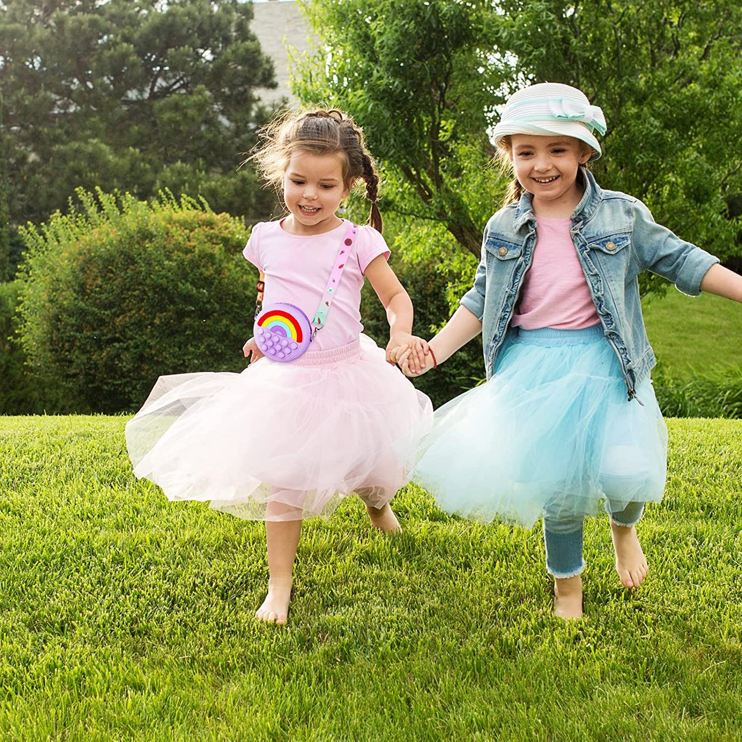 Rainbow Mini Handbag Pop Push Bubble Fidget Sensory Toy Silicone Popper (Purple)