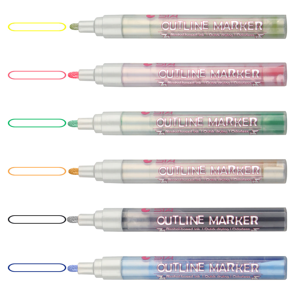 Magic Super-Squiggles Self-outline Metallic Markers, 3mm Tip STA Out-line Pen