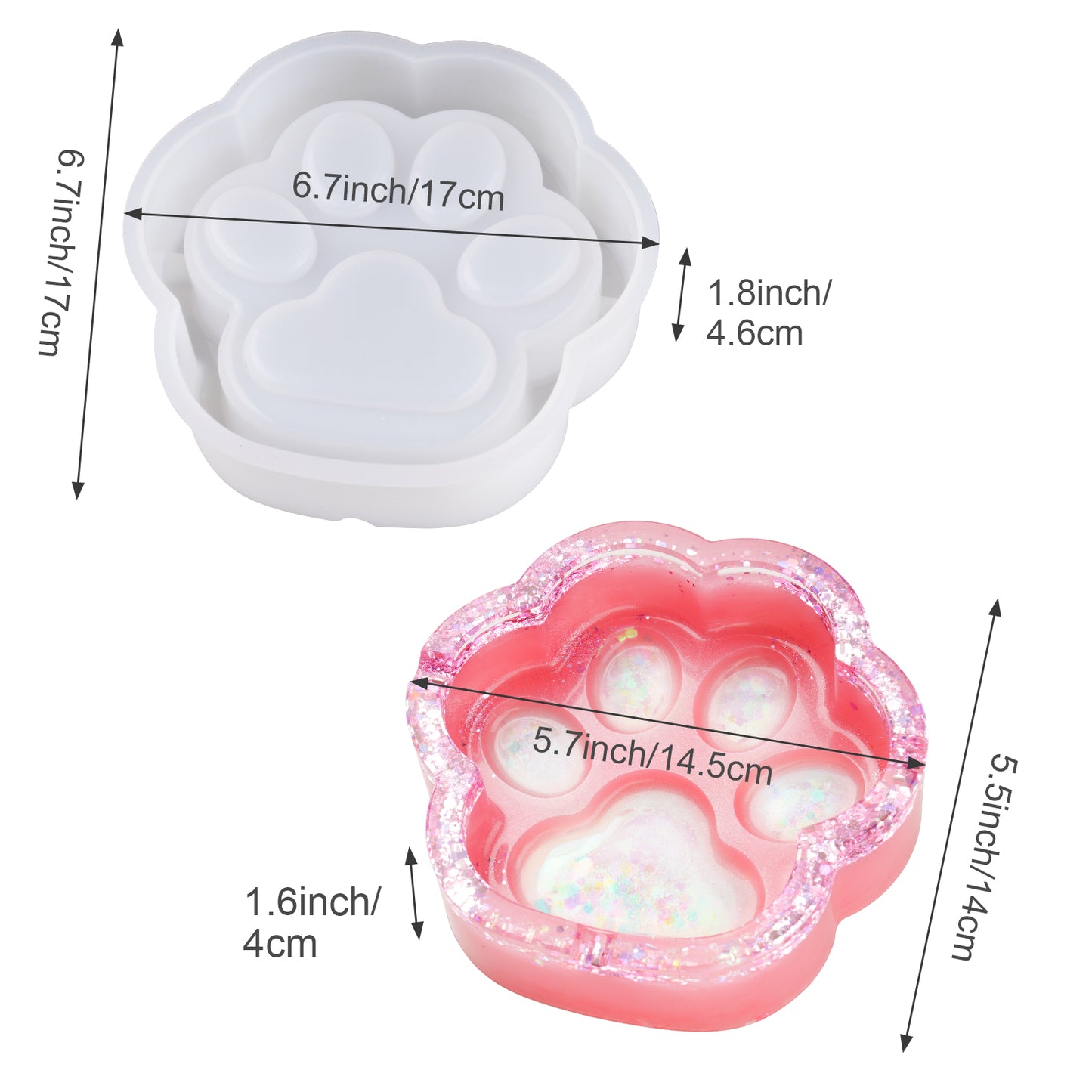 Cat Paw Ashtray/Coaster Epoxy Resin Casting Double-Side Silicone Mold DIY Kit
