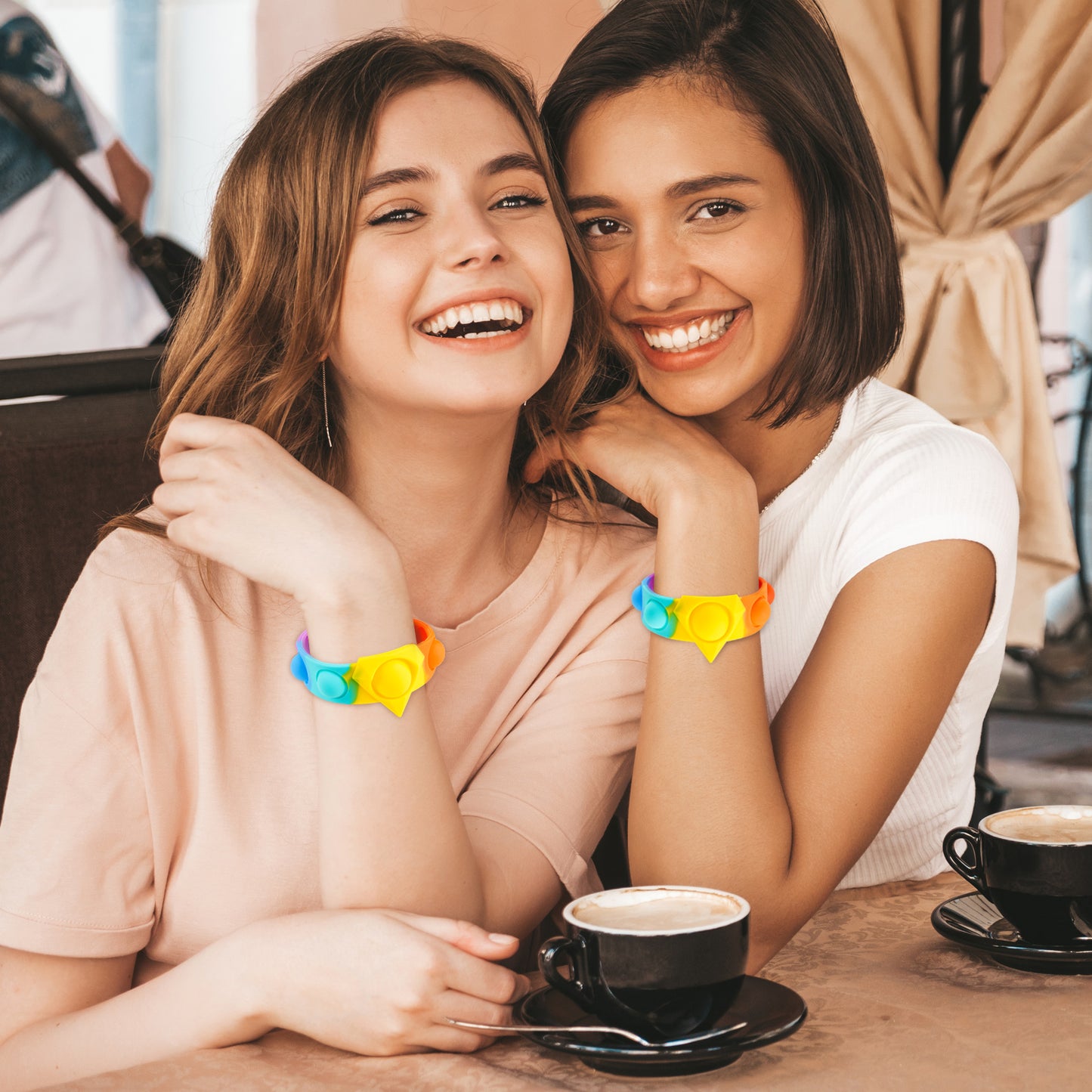 2PCS Push Pop Bubble Wristband Fidget Sensory Toys Rainbow Wearable Hand Watch