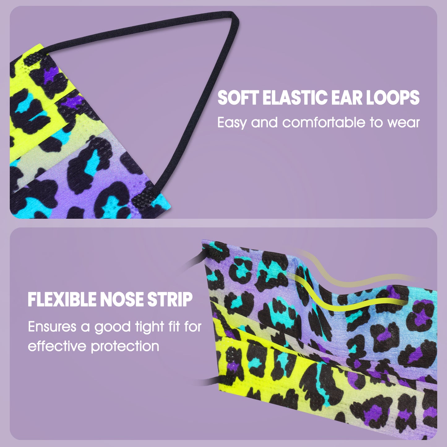 60-Pack Disposable Protective s with Fashionable Gradient Leopard Patte