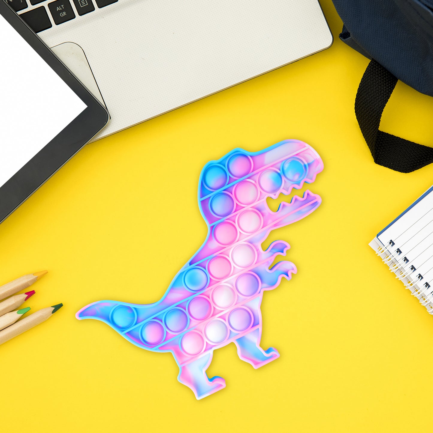 2-Pack Dinosaur Push Pop Bubble Silicone Fidget Toy Set, Stress Reducer Anxiet