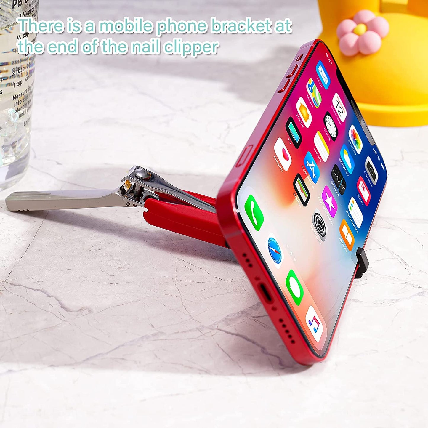 Nail Clipper 6-In-1 Nail Cleaner Cuticle Pusher Splash Proof Catcher Iron Case