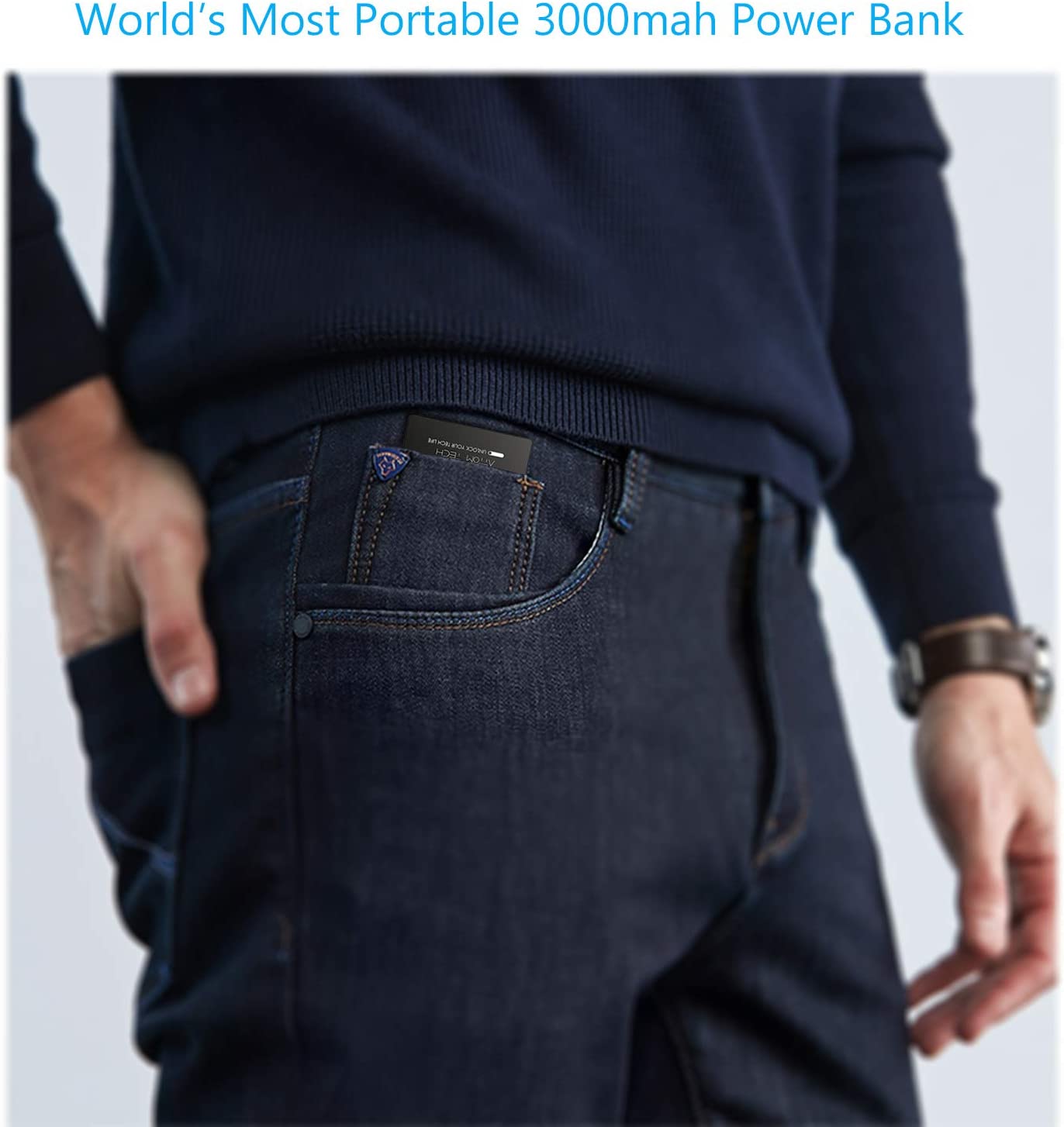 USB Output Super Slim Power Bank Ultra Thin 3000mAh Portable Charger Dual Input