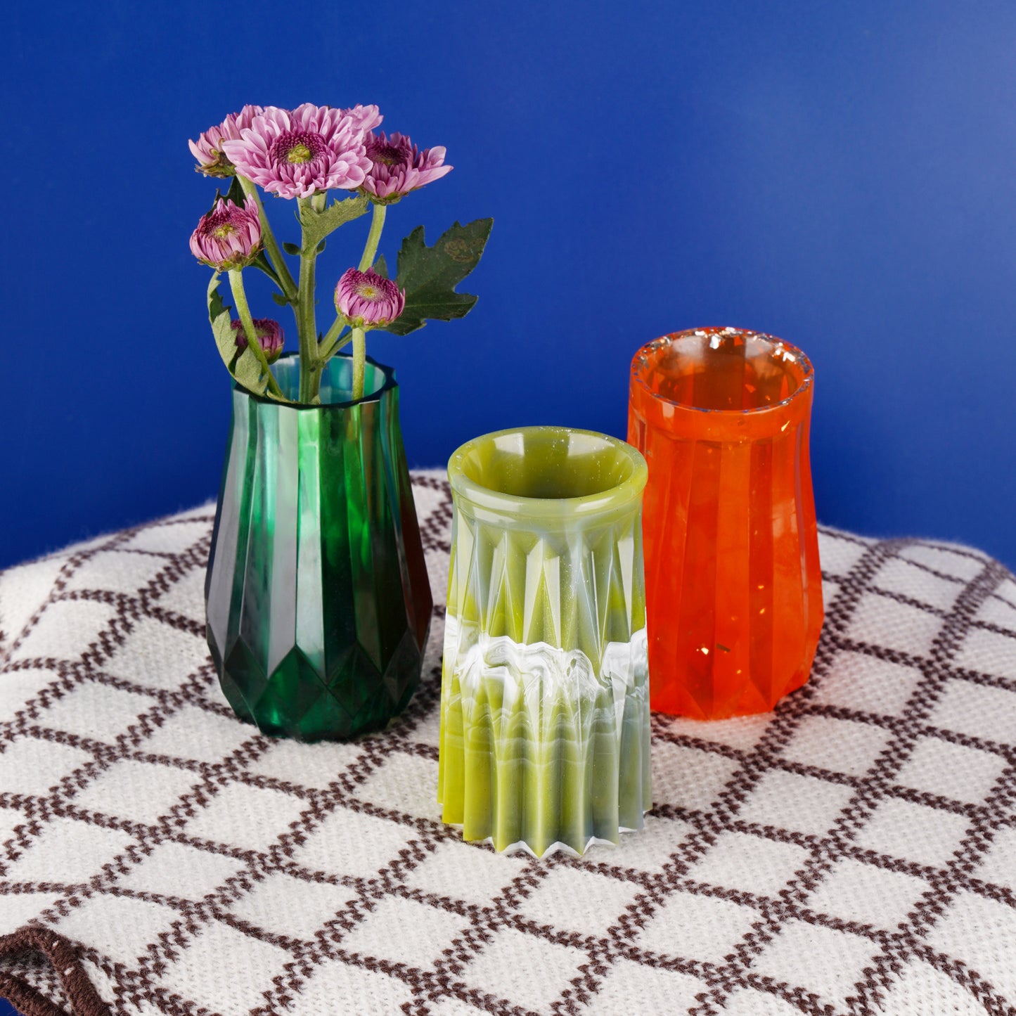 3PCS Small Crystal Vase Epoxy Resin Silicone Casting Mold+Silver Glitters, DIY
