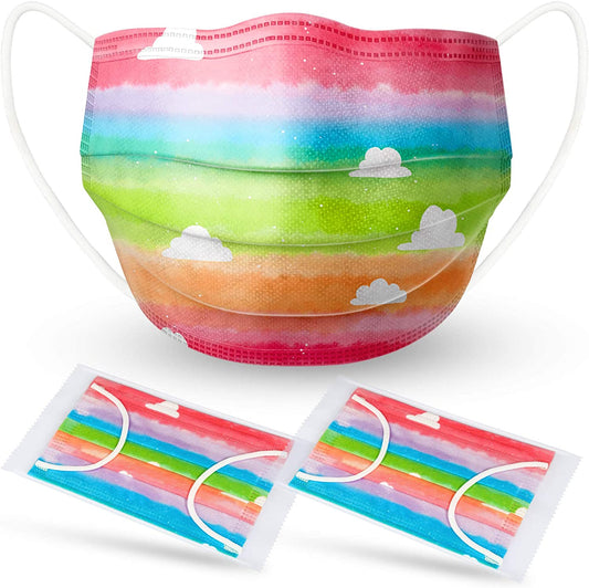 Kids' 60PCS Disposable Rainbow Watercolor Cloud Pattern Individually Wrapped