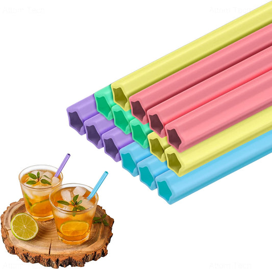 Reusable Silicone Drinking Straws Star Shape 15PCS 8.5" Long for 6-12oz Tumblers