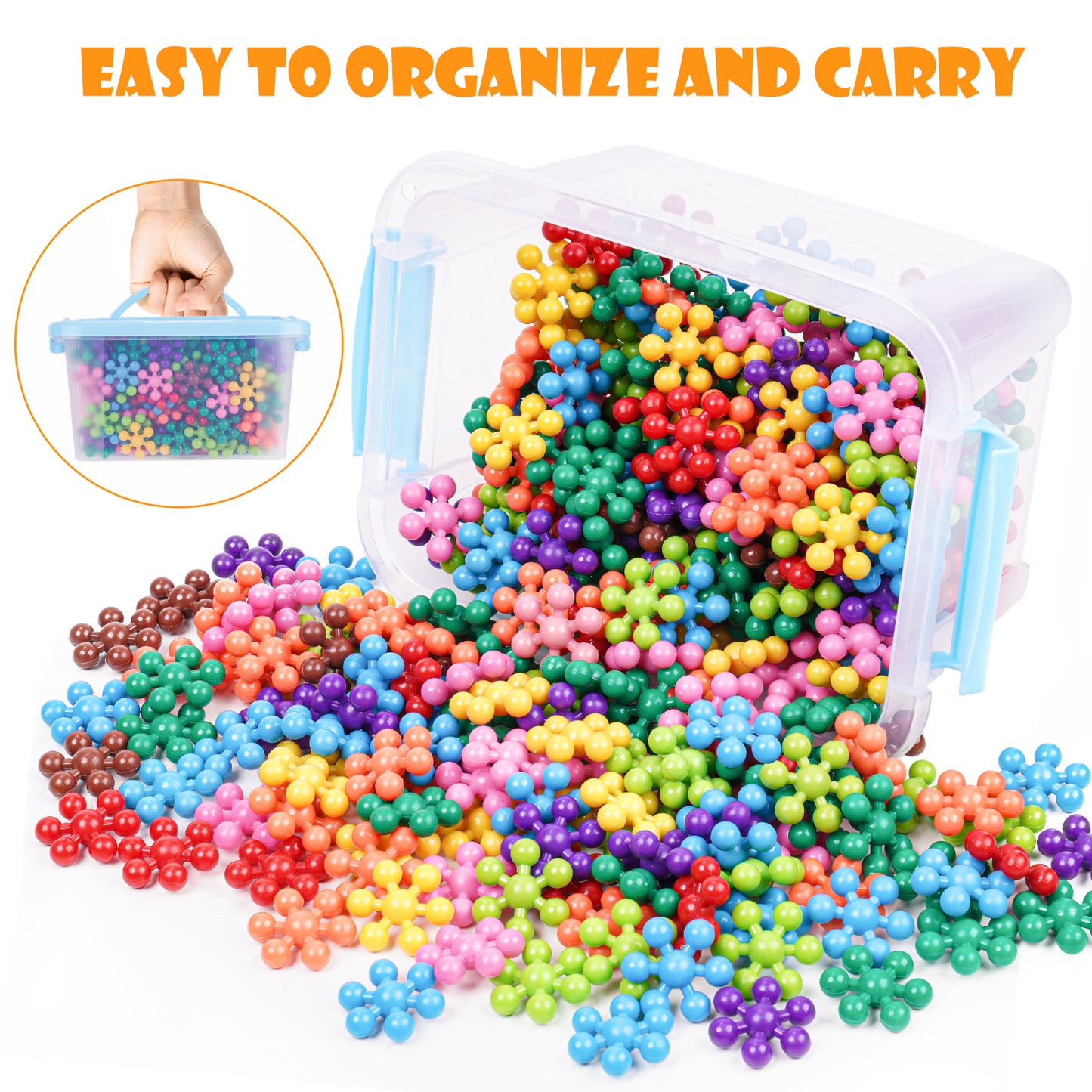 300PCS Snowflake Interlocking Building Block Toy Carrying Case for Kids