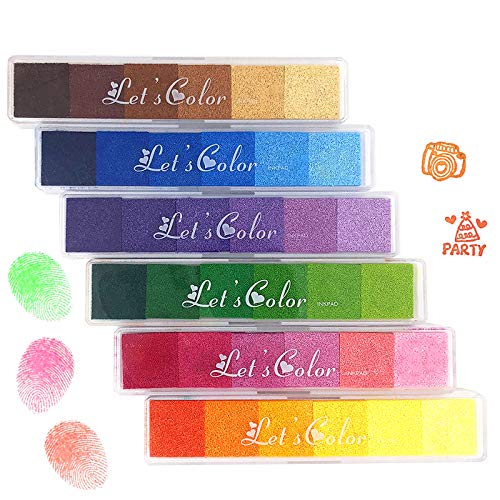 Aphlos Craft Ink Pad Stamps DIY Color, 36 Colors Rainbow Finger Ink Pad