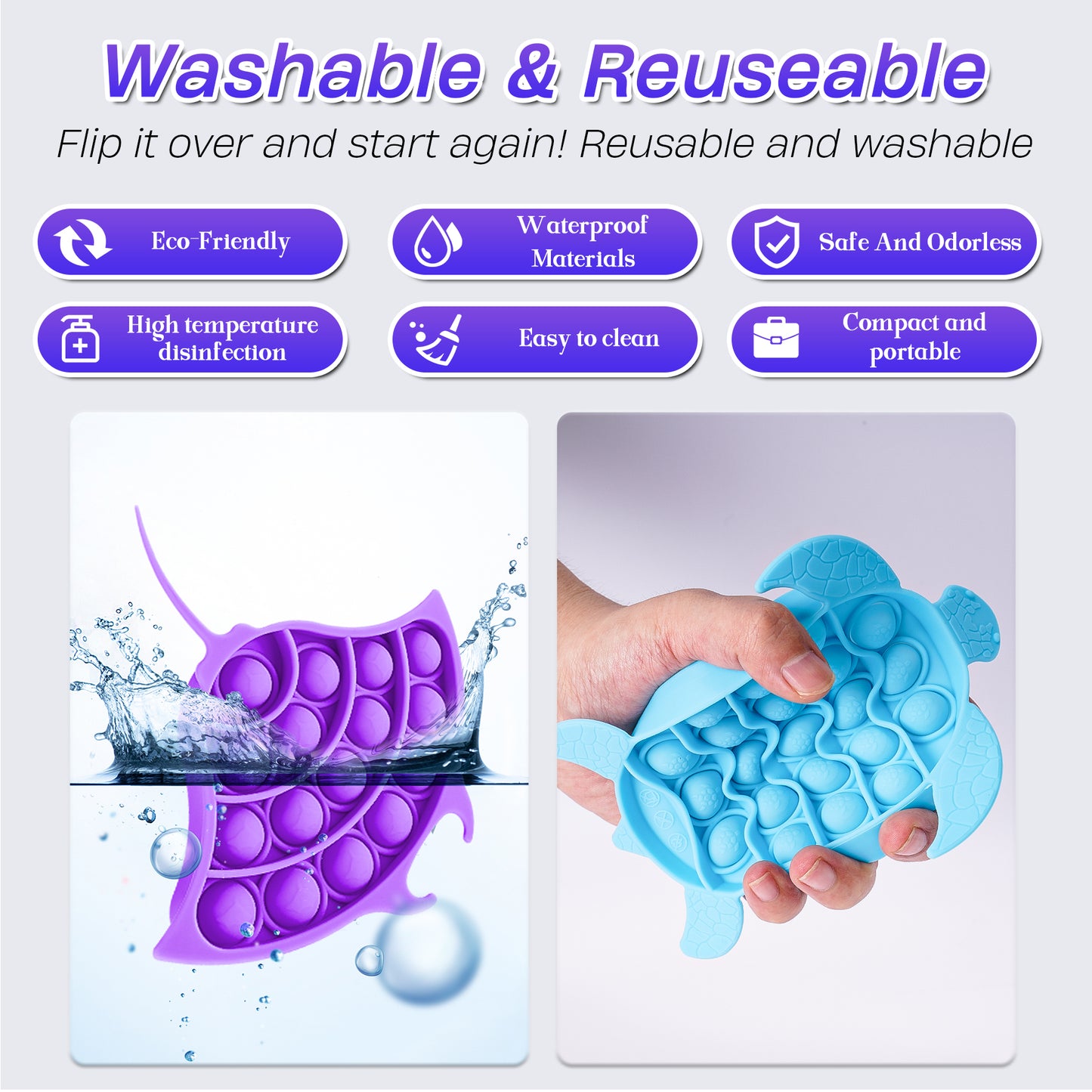 2-Pack Push Pop Bubble Sensory Toy Fidget Pack, Fidget Toys for Stress Relief