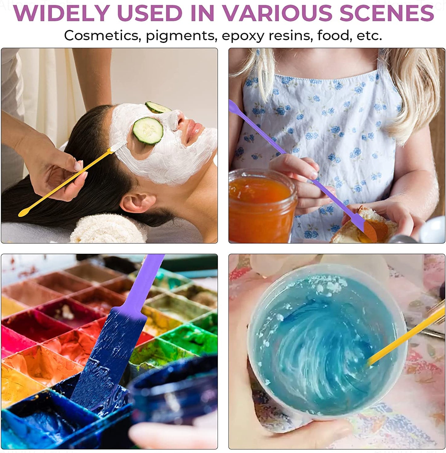 NiArt 8x Mini Silicone Spatulas Epoxy Resin Art 3 Sizes Double-End Scraper Spoon