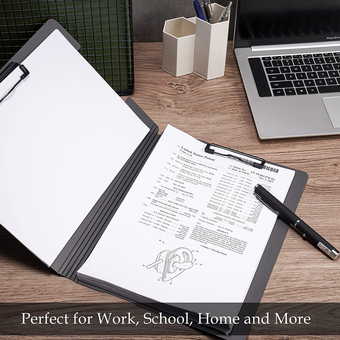 A4 Size Foldable Cover Clipboard 3 Pen Holder PP Foam Stationery Document Holder