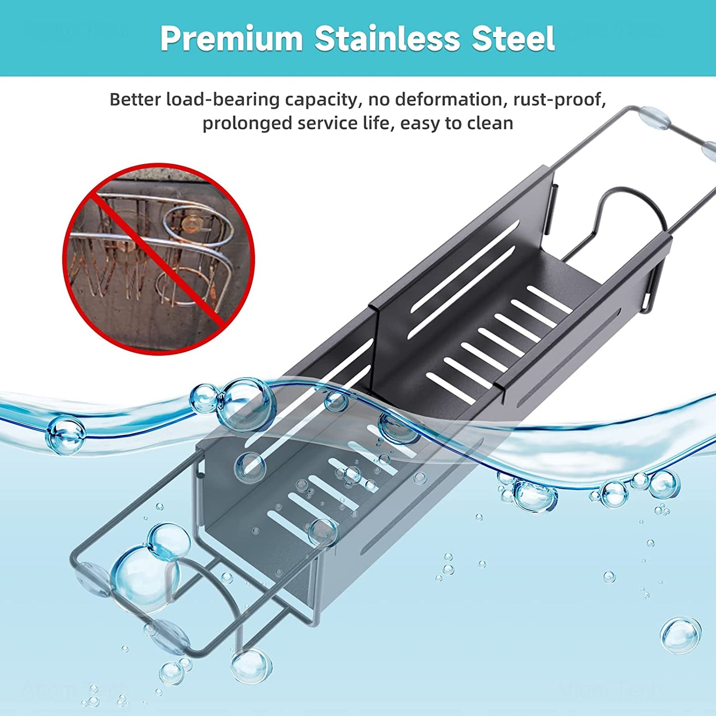 Adjustable Sink Storage Rack 2-In-1 Stainless Steel Sponge Caddy Organizer