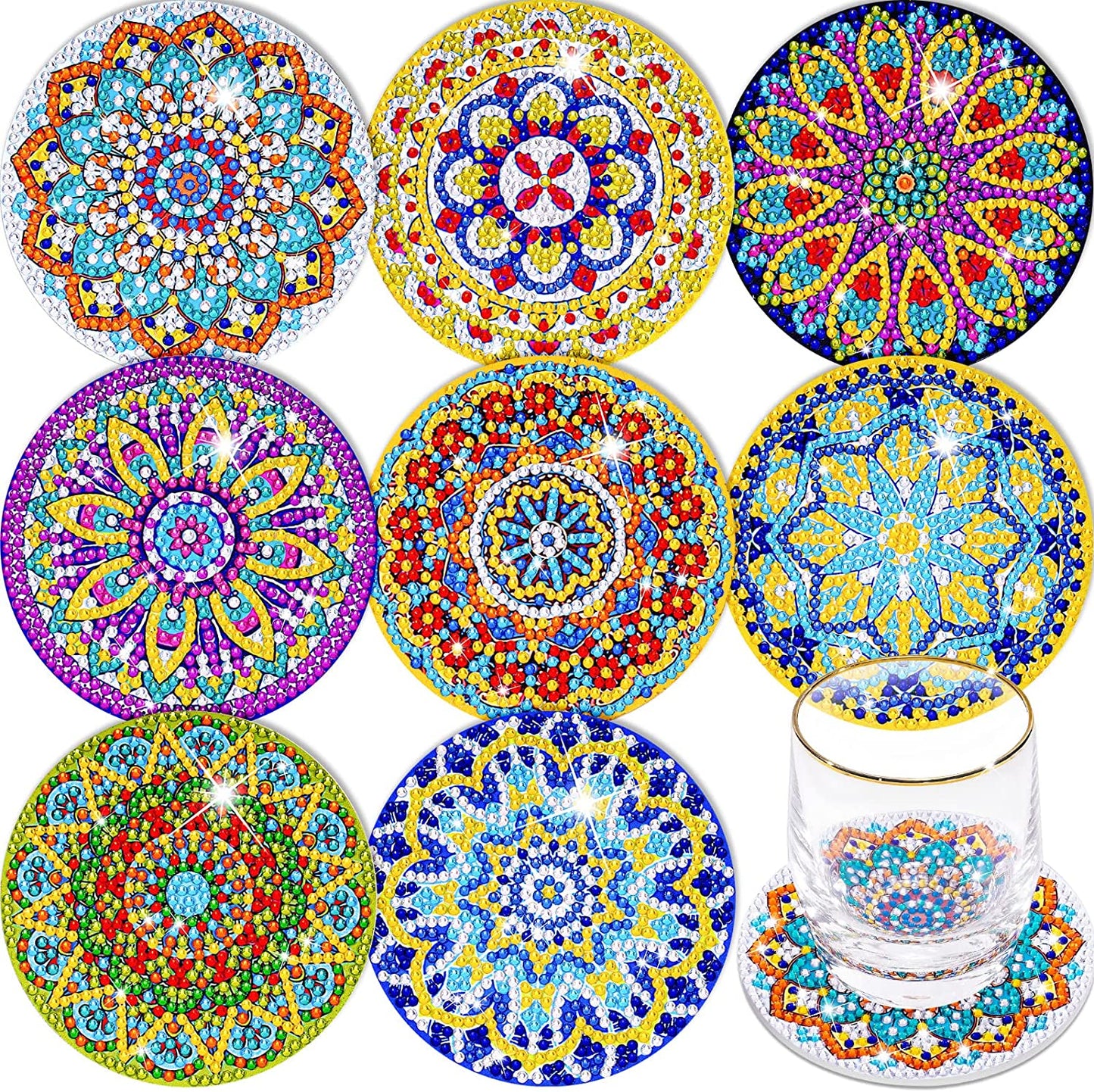 Mandala Coasters Diamond Painting Kits 8PCS Arts Crafts Kit for Adults and Kids