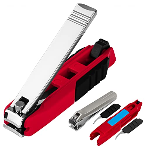 Nail Clipper 6-In-1 Nail Cleaner Cuticle Pusher Splash Proof Catcher Iron Case