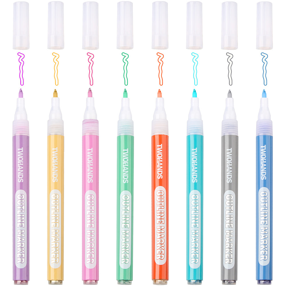 Super-Squiggles Self-outline Metallic Markers, Outline Marker Double Line Pen