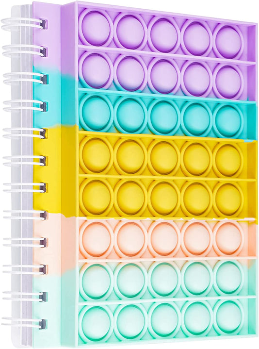 Notebook Push Pop Bubble Fidget Sensory Toy A6 Spiral Journal 80 Sheets Silicone