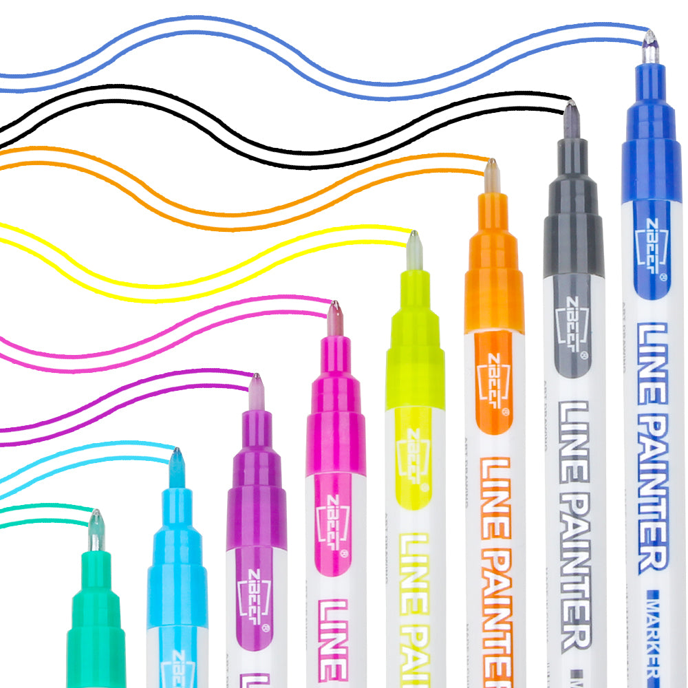 Self-outline Super Squiggles Metallic Markers, Double Line Outline Pen Journal