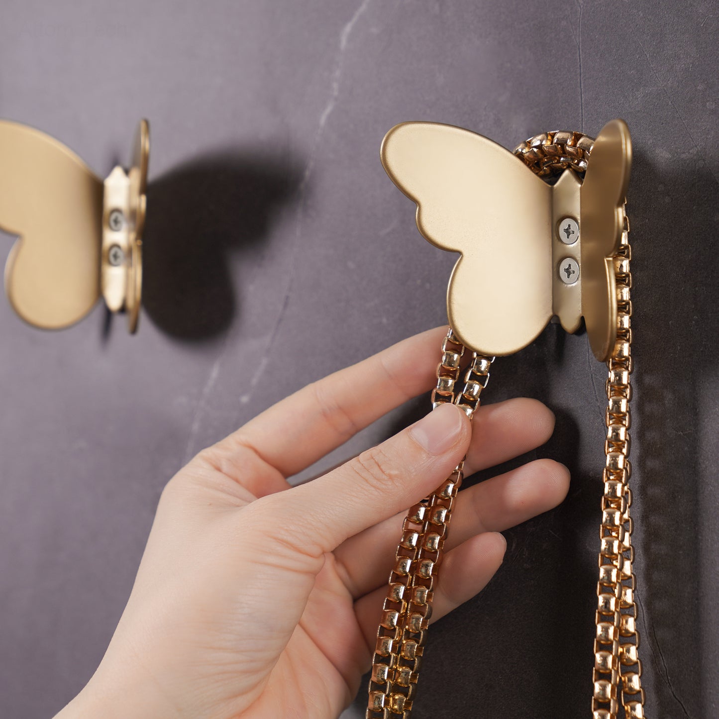 2PCS Butterfly Coat Hooks Matte Brass Decorative Wall Mounted Multifunctional