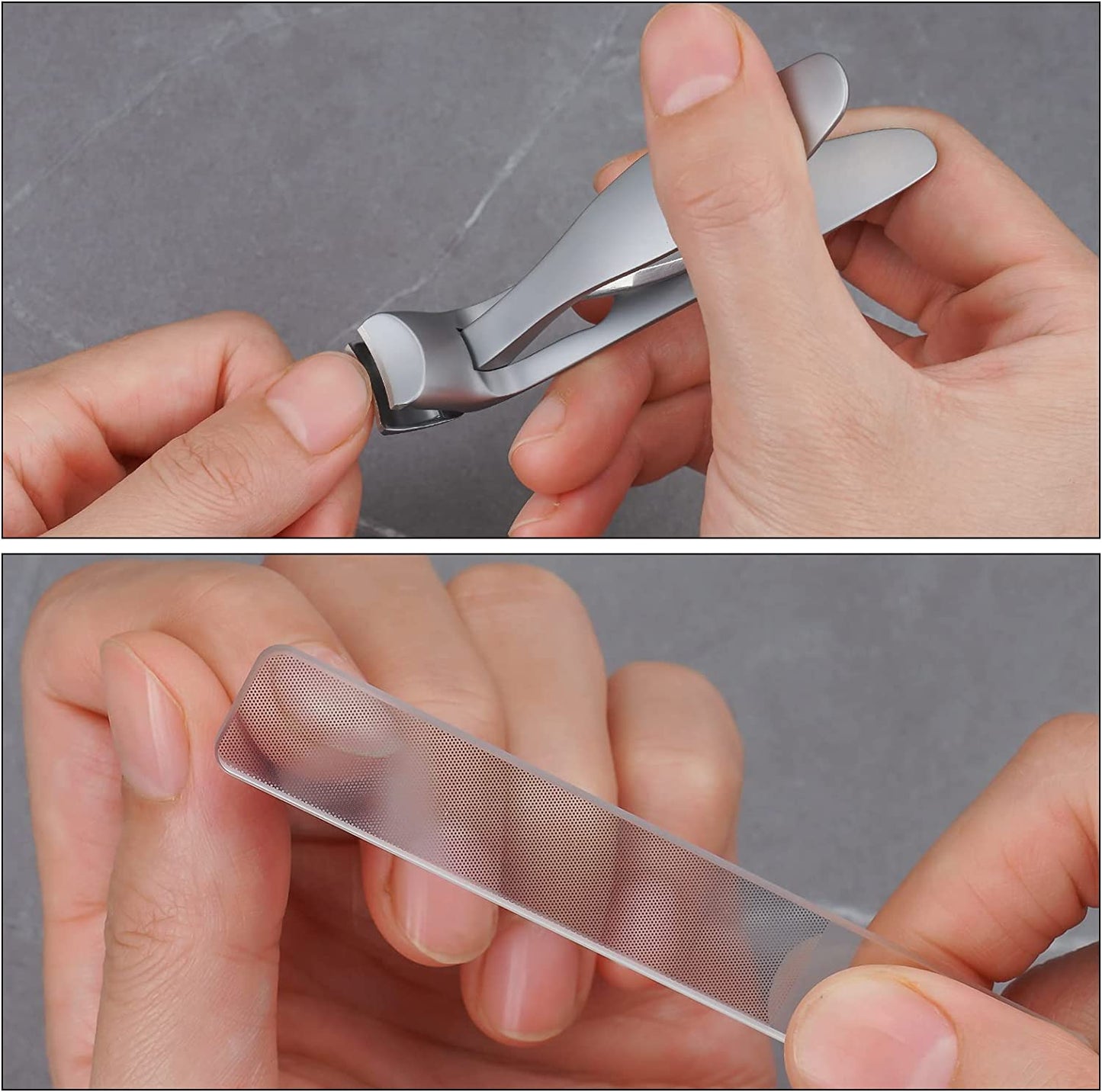 Ultra-Wide Jaw Opening Toenail Clipper Stainless Steel No Splash Clipper (Gray)