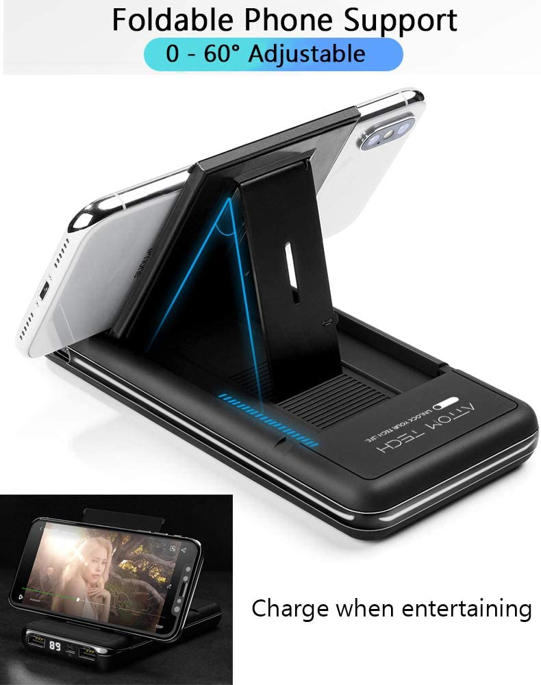 Wireless Charger Power Bank Phone Stand 10000mAh Qi Wireless External Battery