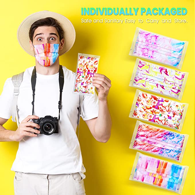50PCS Single-Packed Color Splash Adults Disposable s Colorful Tie-D