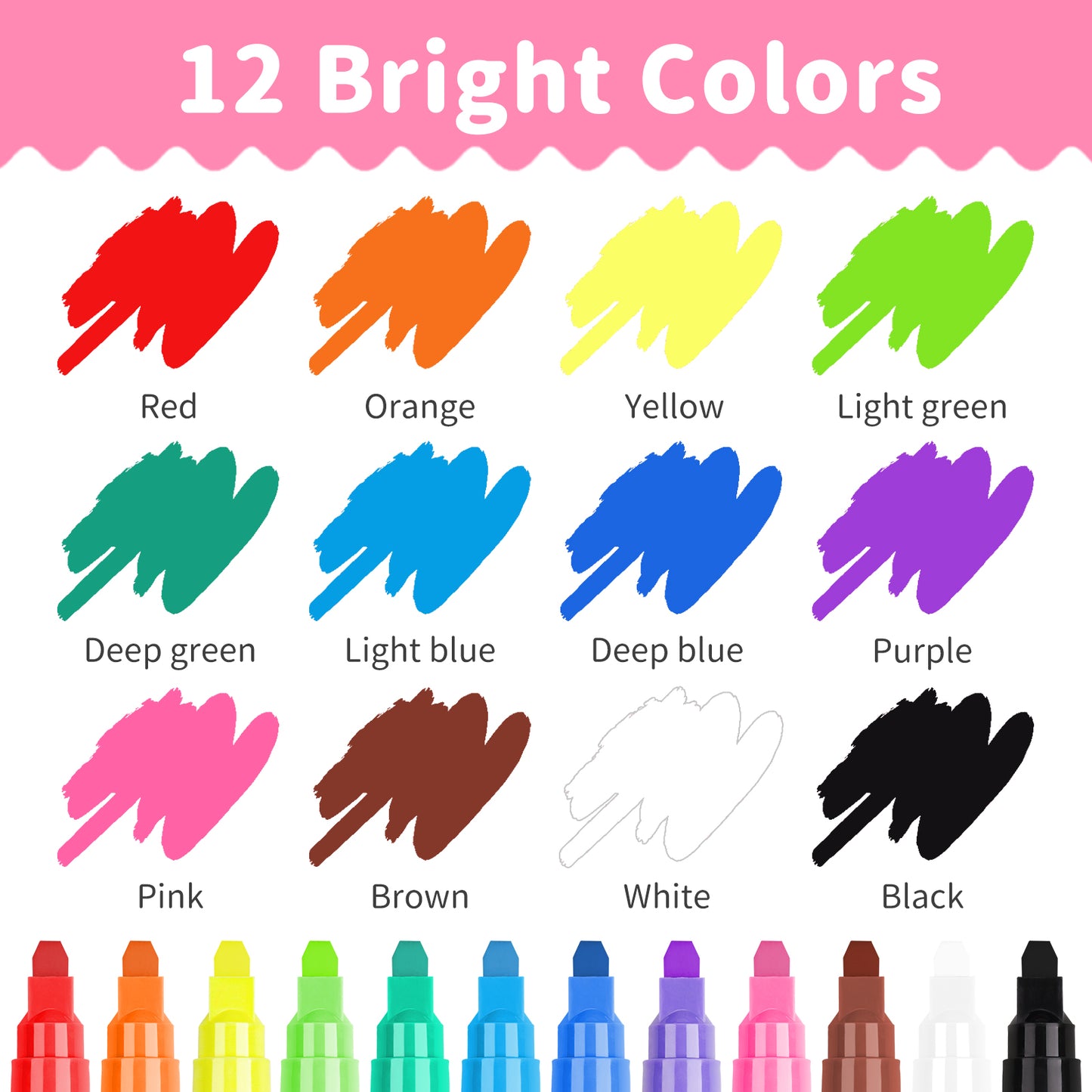 12 Colors Liquid Chalk Markers with 32PCS Chalkboard Stickers Kit, Glass Marke