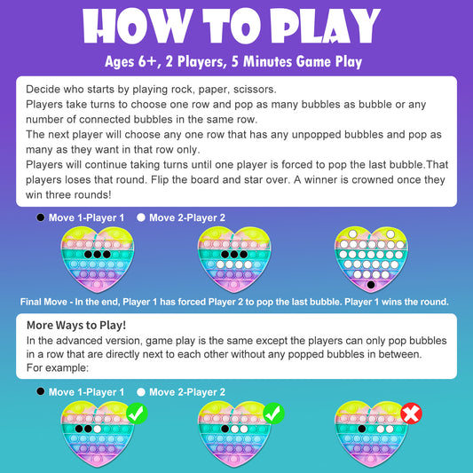 2PCS Bubble Pop Sensory Fidget Toy Set Large Size Silicone Push Popper Stress