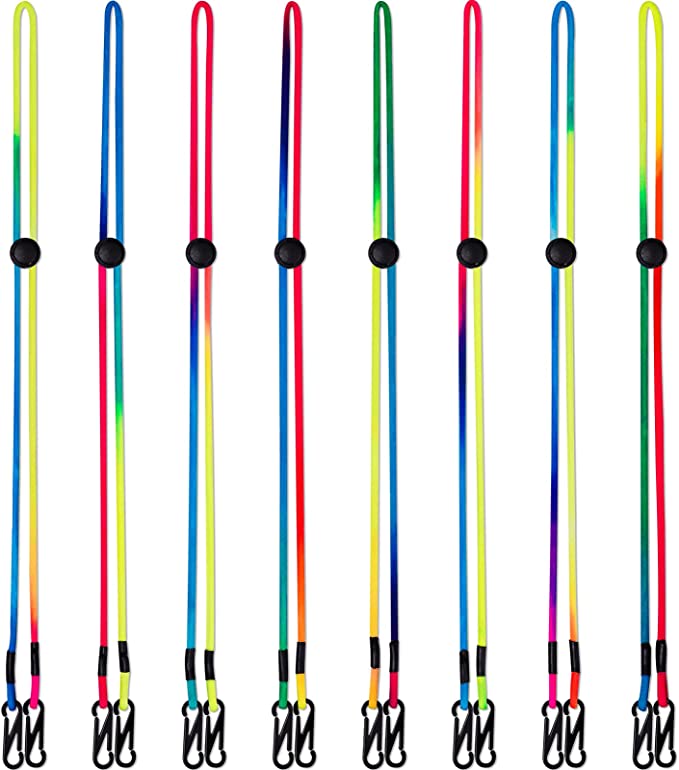 8PCS 13?’?’ Lanyard for Women & Men Elastic Thin Nylon Mask Lanyard Clips E