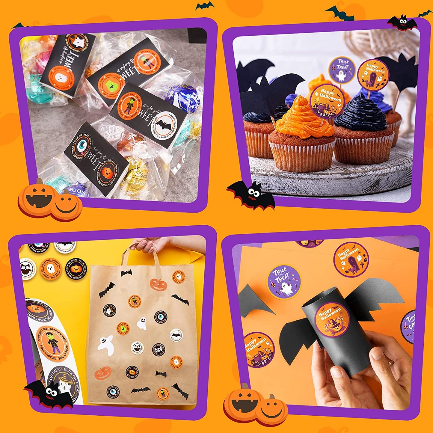 1000PCS Self-Adhesive Happy Halloween Stickers (Large 1.5"+Small 1") 15 Assorted