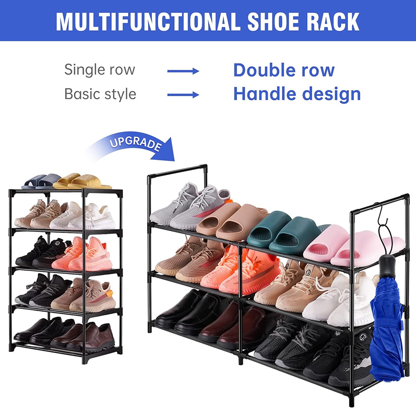 Shoe Rack 3 Tiers Sturdy Durable Metal Shoe Organizer 12 Pairs Space Saving
