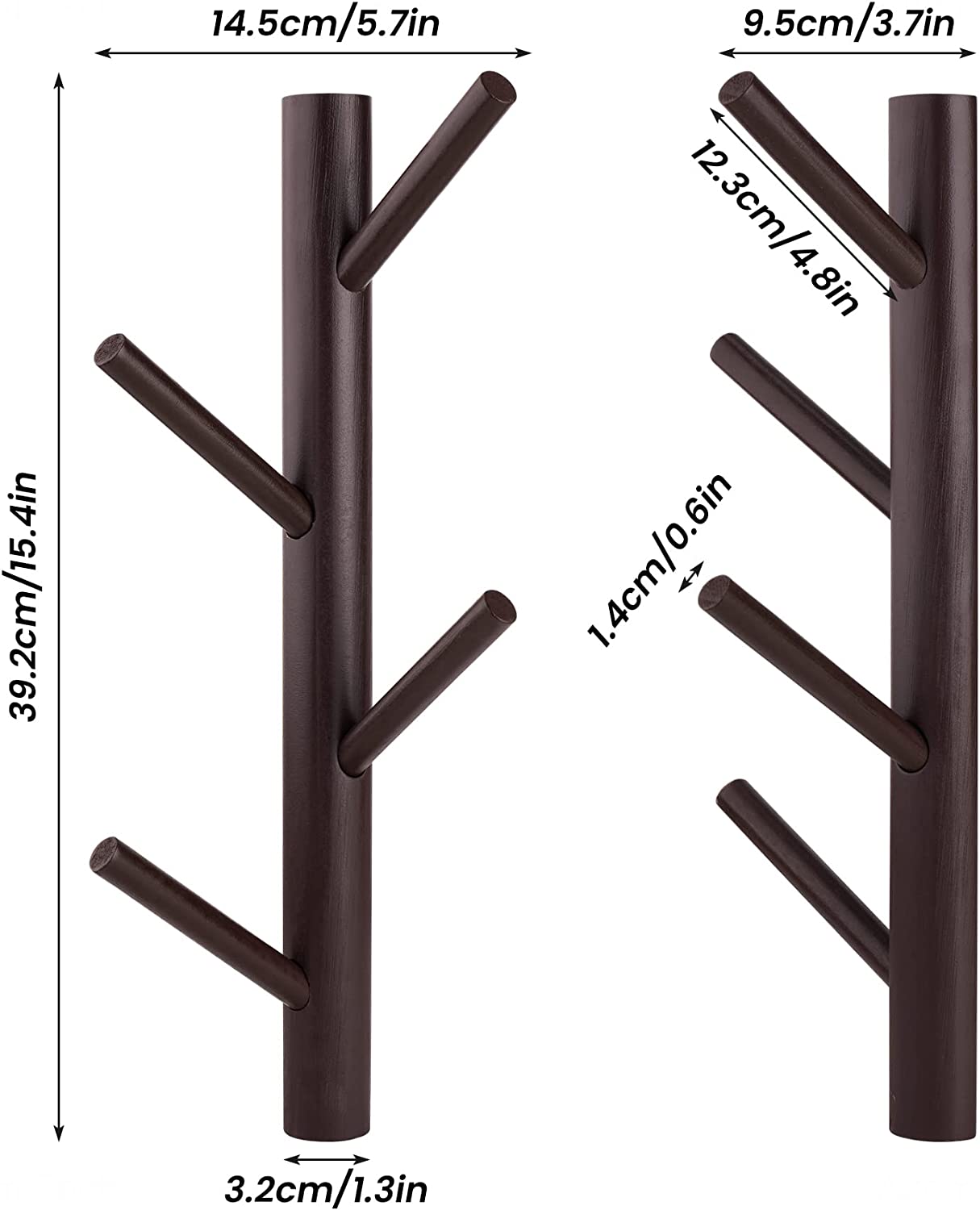 Branch Shape Decorative Wooden Coat Wall Mount Hook 2PCS Nordic Coat Rack Hanger