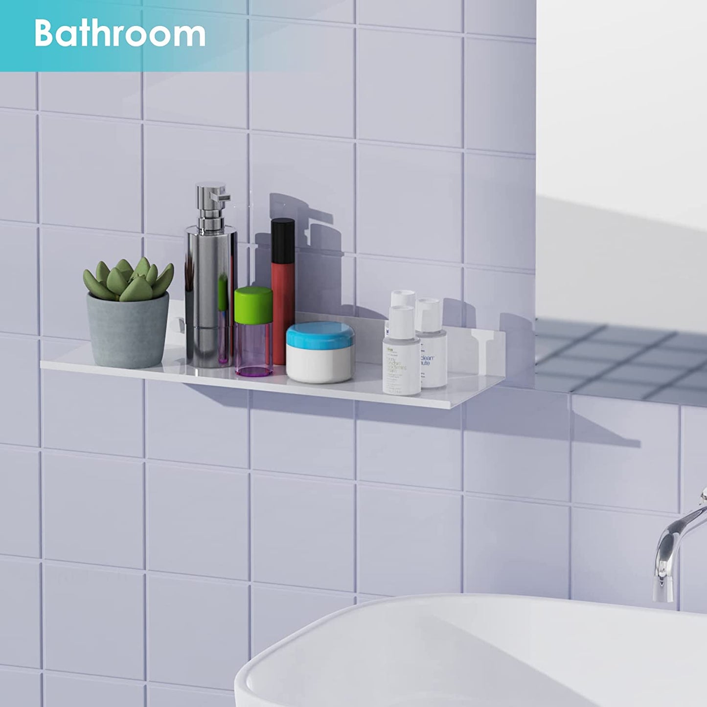 Aluminum Wall Mounted Floating Shelf 2-Pack Picture Ledge 15.7x4.6 Home Decor