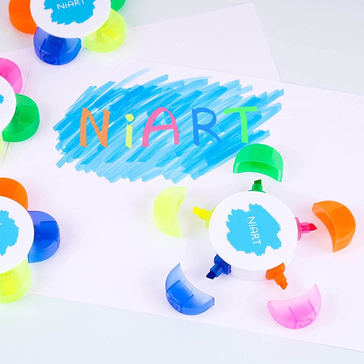 NiArt 8PCS Petal Highlighter Flower Shape Fluorescent Watercolor Marker Pens