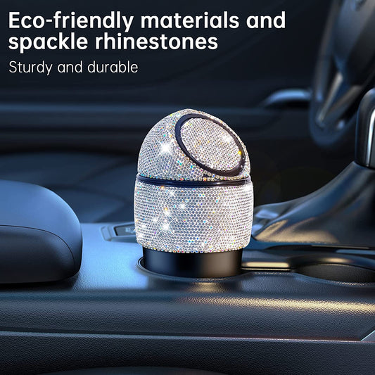 Rhinestone Car Garbage Can Sunglass Dash Holder Glitter Trash Can Rebound Lid