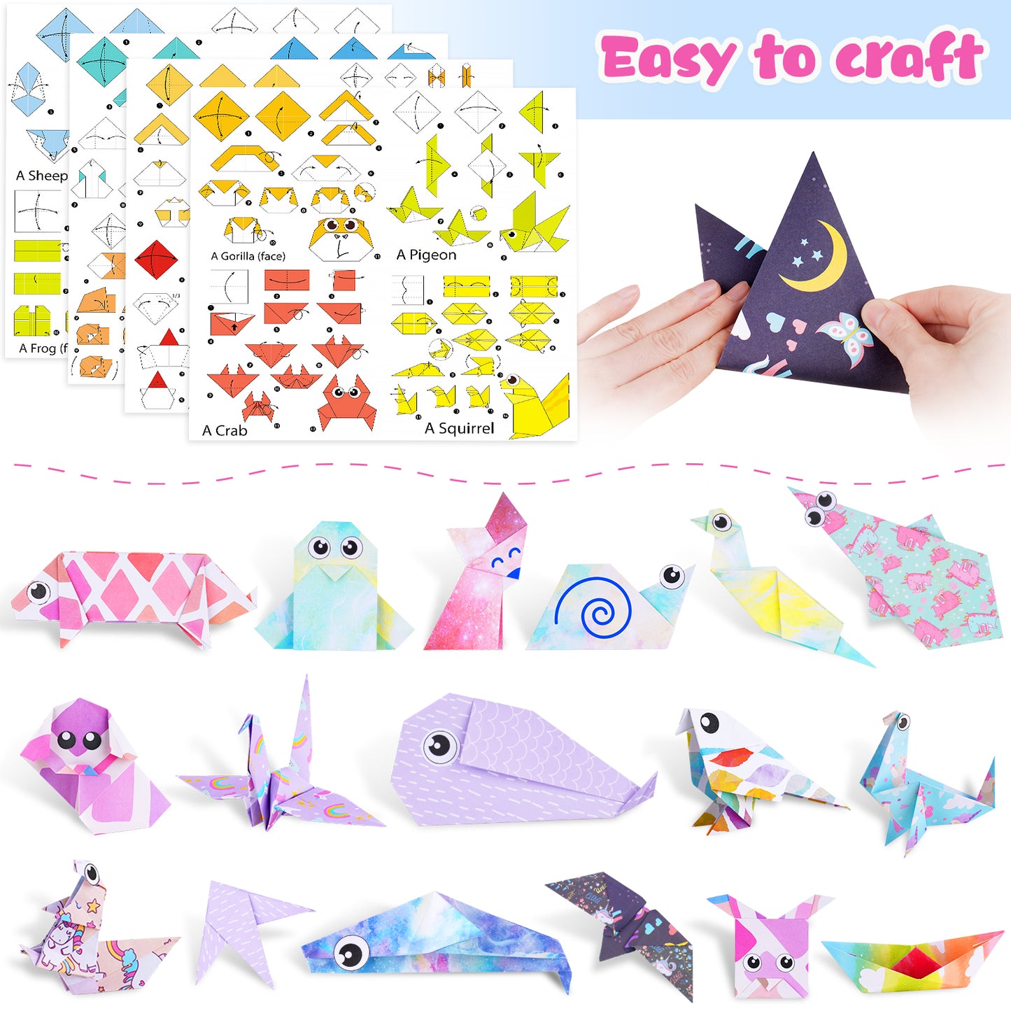 Origami Paper Kit 150 Sheets Double-Sided 6x6 inch, 18 Beautiful Designs, 36 P