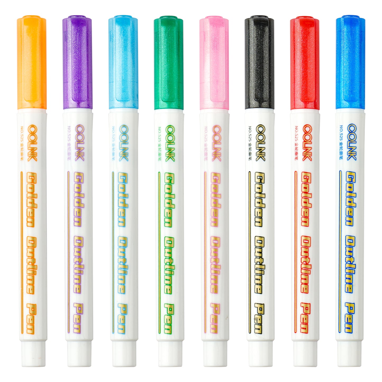 Double Line Golden Metallic Ink with Self-outline Marker Set, Paint Pen Bullet J
