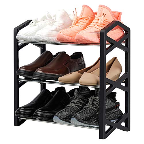 3-Tier Shoe Rack Multifunctional Sturdy Steel Organizer Compact Small Size Light