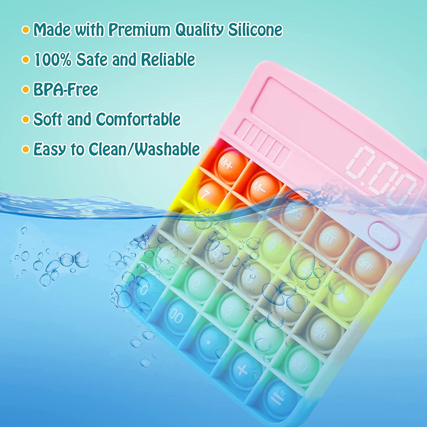 Calculator Silicone Bubble Push Pop Fidget Sensory Toy 5.6x4.5 Soft Pop Novelty