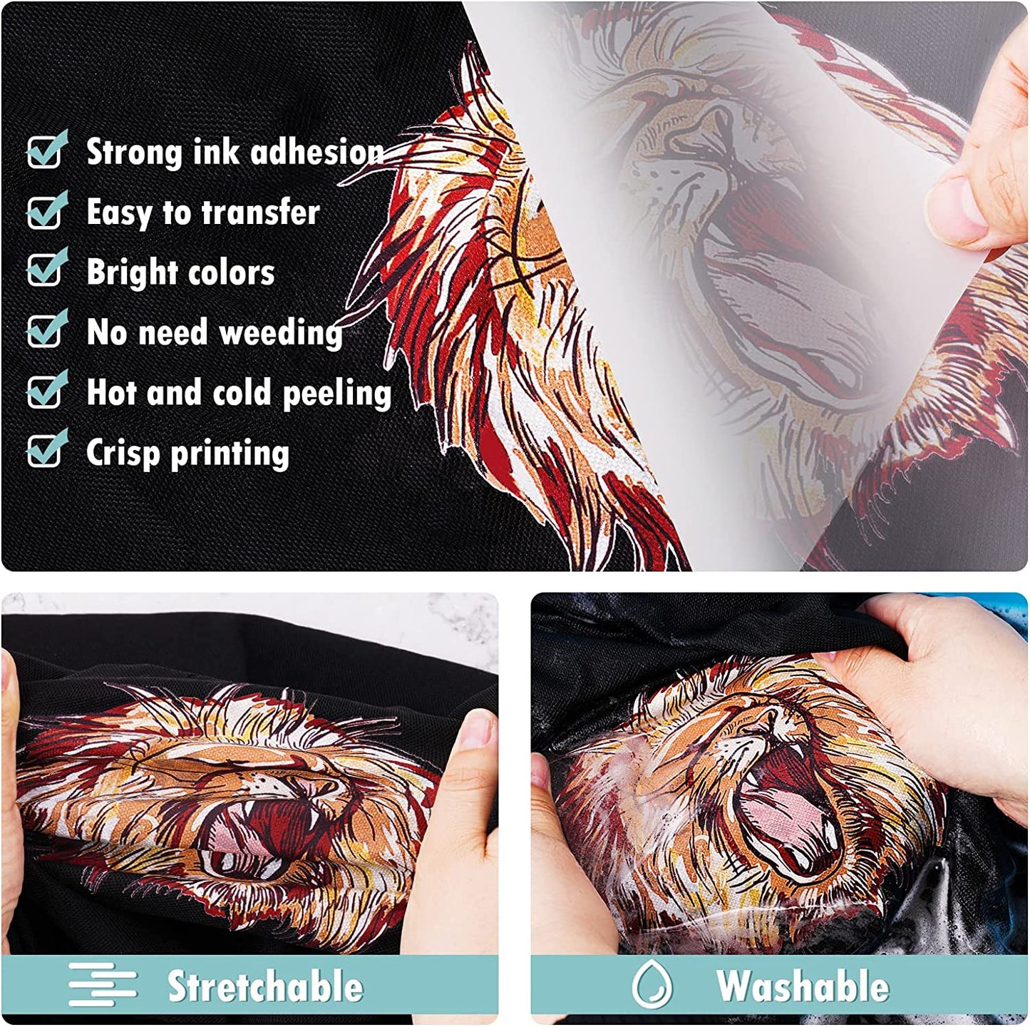 DTF Transfer Film 45 Sheet 8.5x11 Double-Side Matte PET Heat Transfer Paper Film