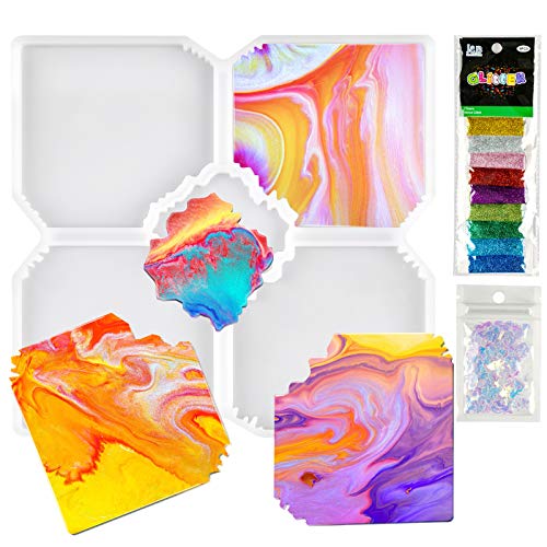 Coaster Resin Mold 5-Part Jigsaw Puzzle Design DIY Epoxy Resin Casting Soft Smoo