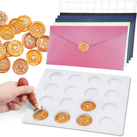 Wax Seal Stamp Silicone Molding Mat Pad Kit with 50PCS Removable Sticky Adhesi