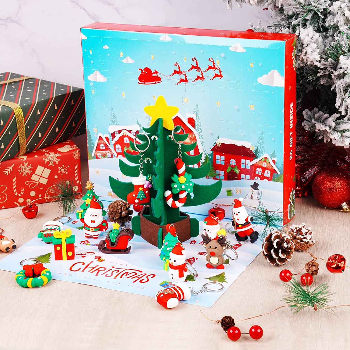 Advent 2022 Calendar 24 Days Christmas Countdown 25PCS Silicone Doll Key Rings