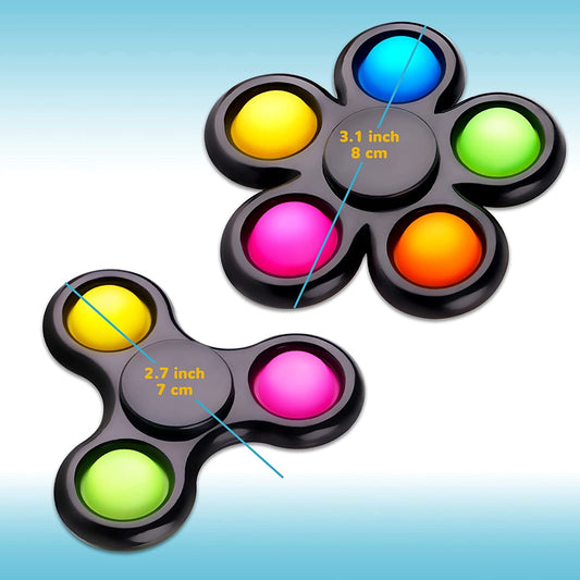 2PCS Bubble Fidget Spinner, 2-in-1 Multicolor Push Pop Fidget Pack Sensory Han