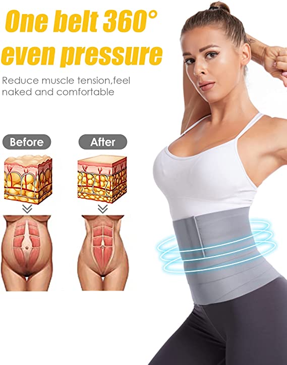 Quick Snatch Bandage Wrap 10CM Waist Trimmer Lumbar Support Trainer 13ft/4m Grey