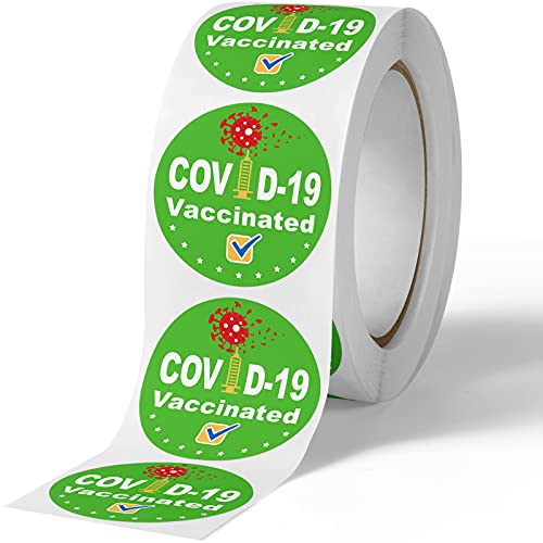 500PCS 1.5" Vaccinated Round Label Sticker Roll Value Pack