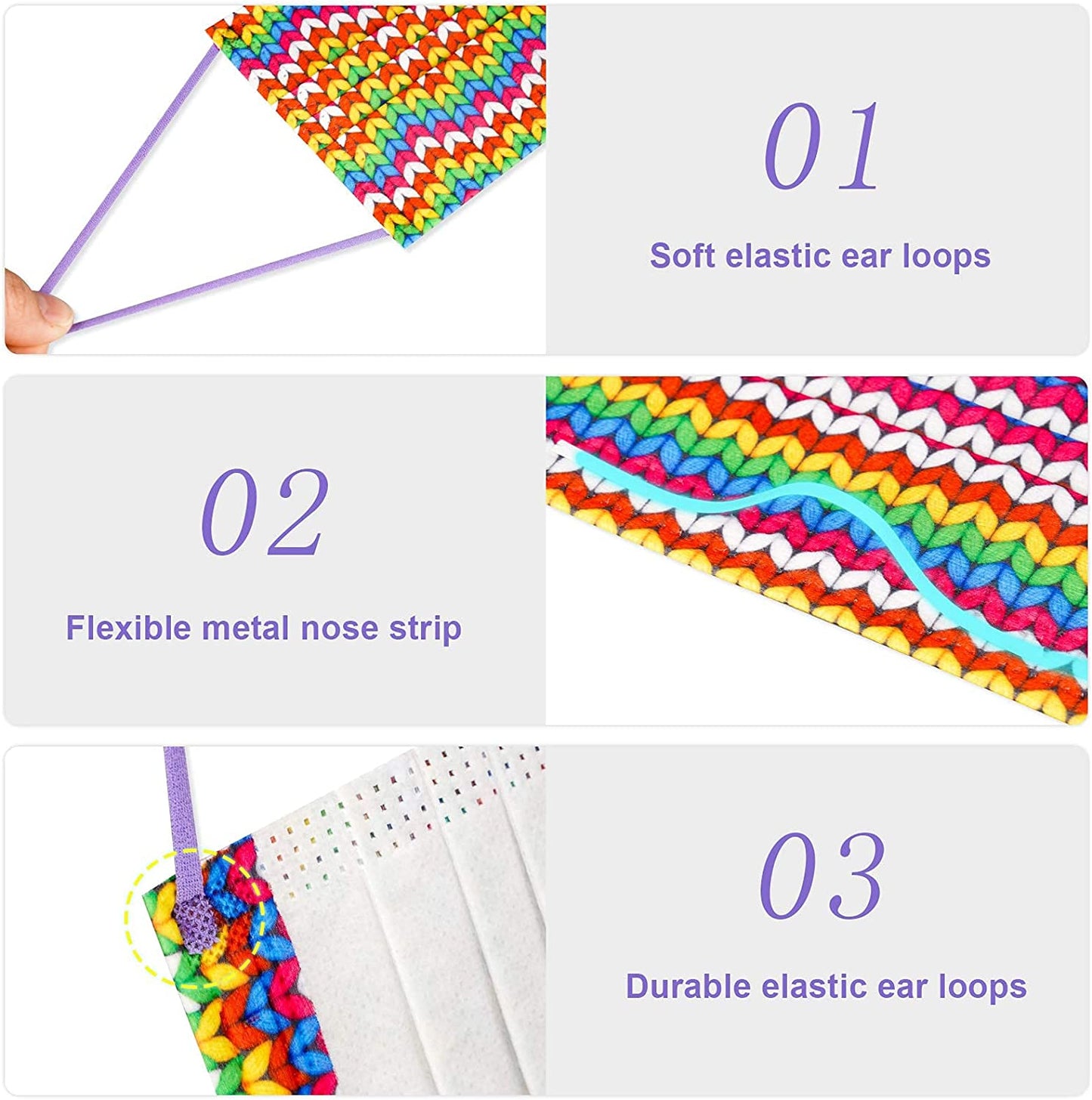Kids' 60PCS Disposable Fashion Rainbow Color Two Chevron Stripe Sweater Patterns