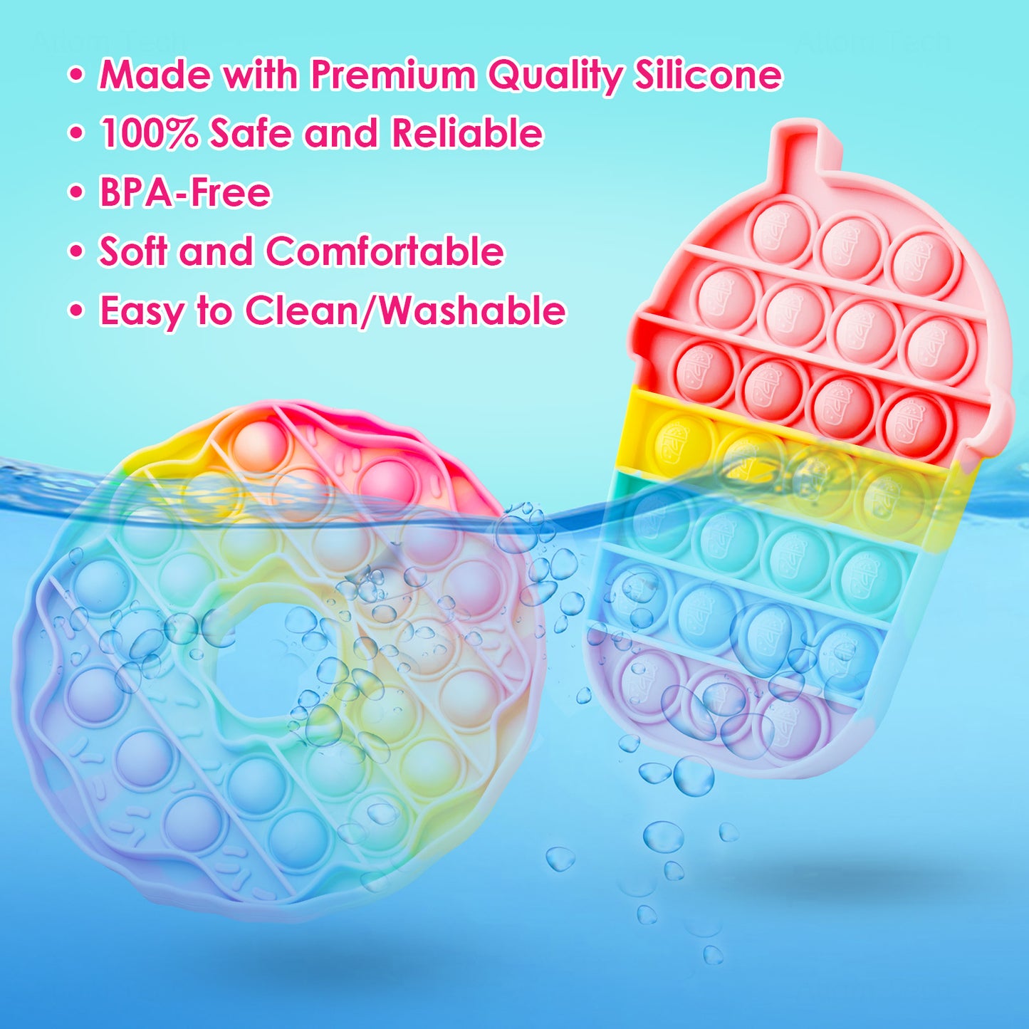 2-Pack Silicone Dessert Push Pop Bubble Fidget Sensory Toys Stress Reducer Anx