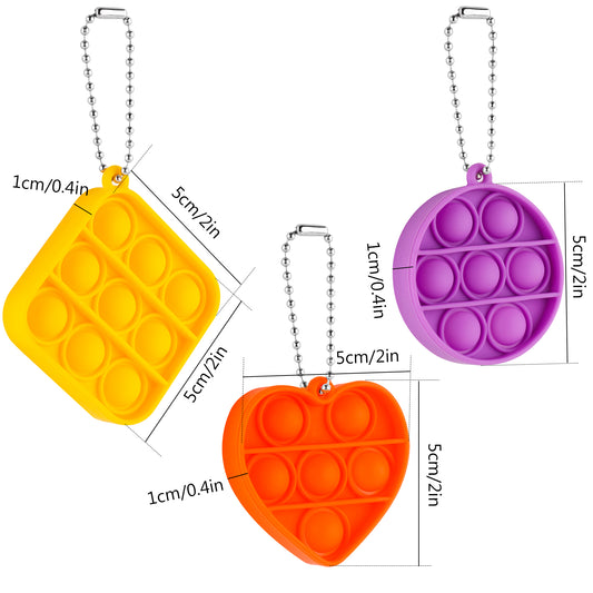 Fidget Pack 3PCS Push Pop Bubble Fidget Toy Keychains Mini Sensory Toy Stress